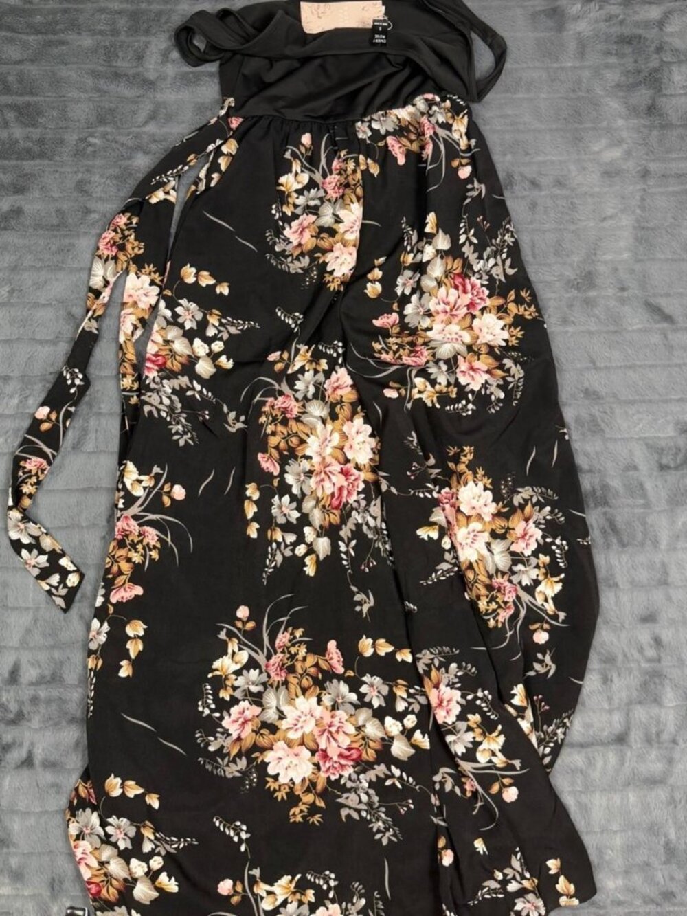 Black Floral Wide Leg
